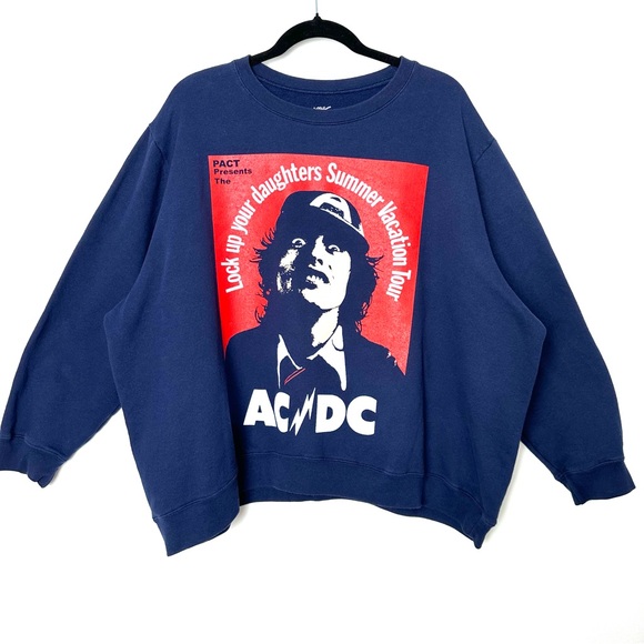 Tops - AC/DC Graphic Print Summer Tour Cotton Blend Band Cozycore Crewneck Sweatshirt
